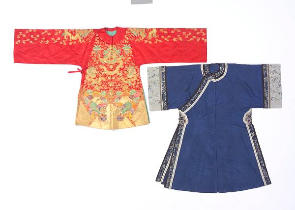 Appraisal: Two silk robes Late Qing Republic Period The first a