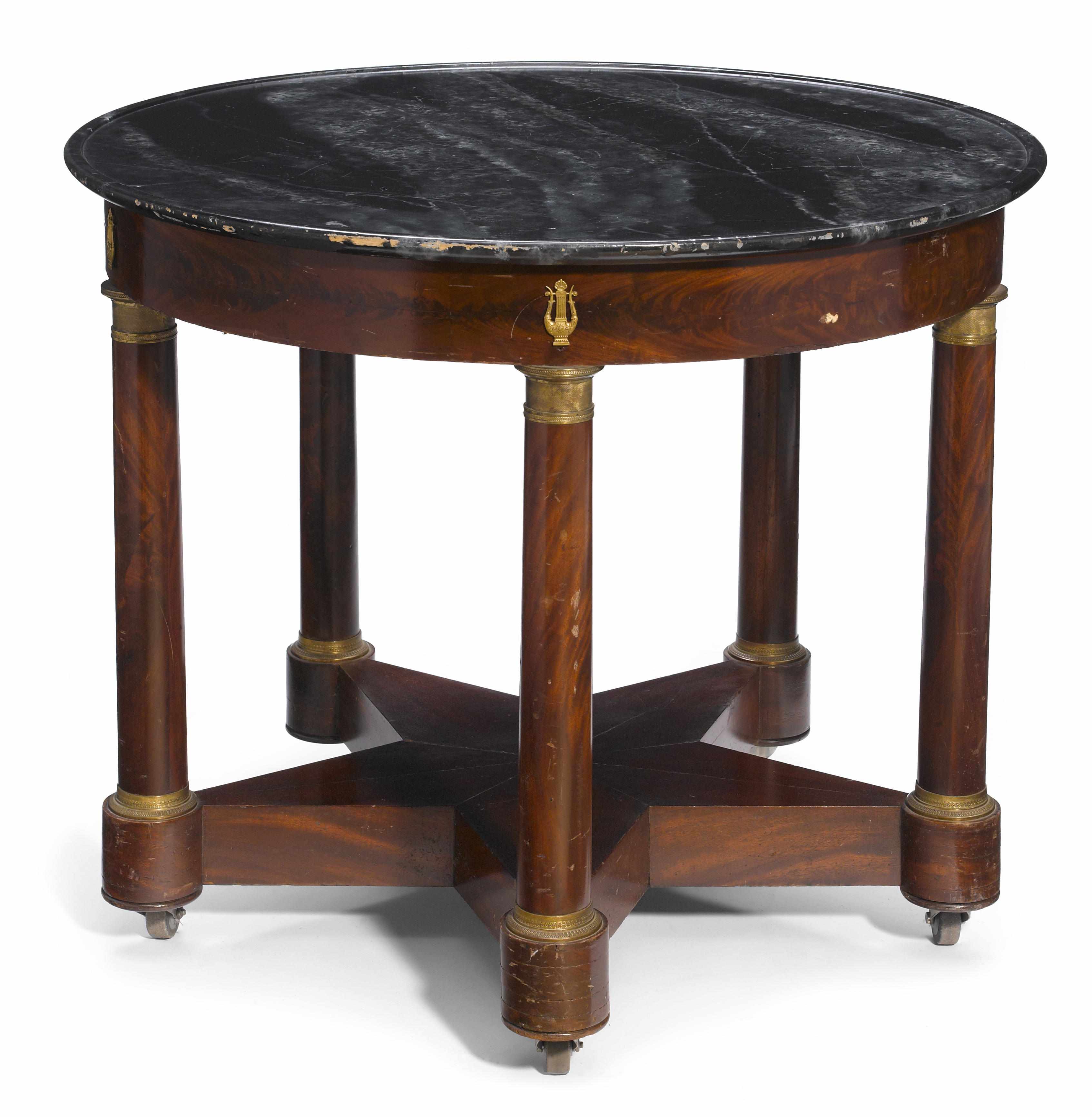 Appraisal: An Empire style gilt bronze mounted mahogany table de milieu