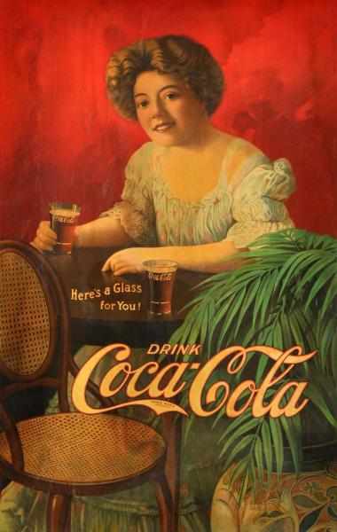 Appraisal: Cardboard Coca-Cola Poster Beautifully framed and matted under plexiglass Outstanding