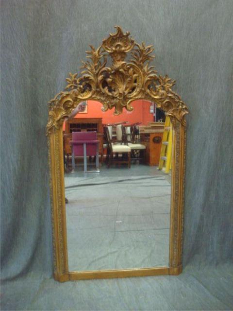 Appraisal: Giltwood Mirror with Rococo Crown From a New Rochelle home