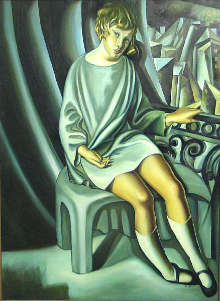 Appraisal: C Krall After Tamara de Lempicka Kizette on the balcony