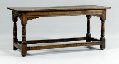 Appraisal: Early English oak refectory table top with breadboard ends molded