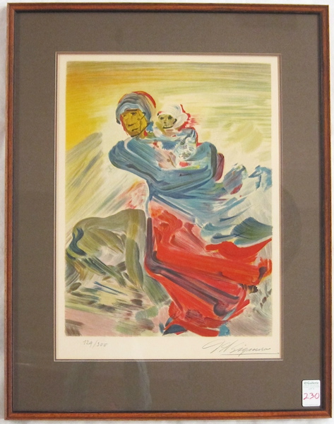 Appraisal: DAVID ALFARO SIQUEIROS COLOR LITHOGRAPH California Mexico - Woman and