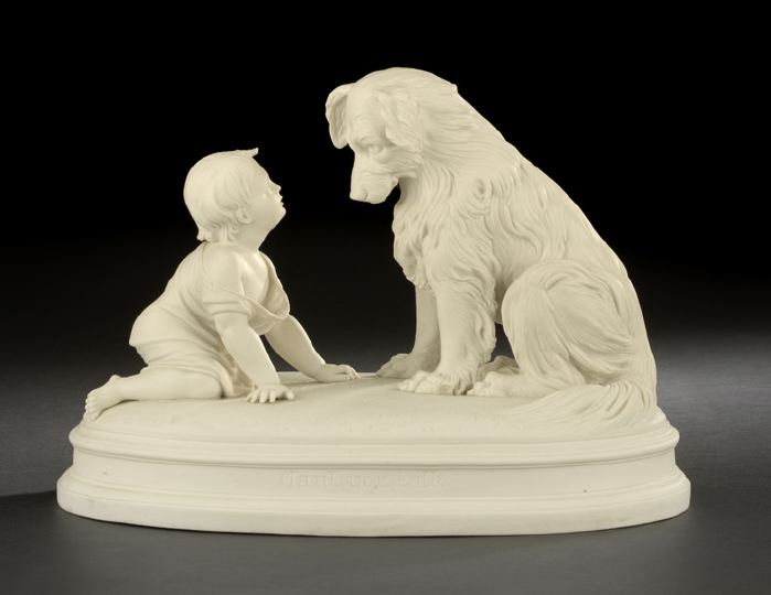 Appraisal: Fine Large Parian Porcelain Group of Can't You Talk third