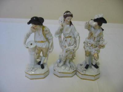 Appraisal: A SET OF THREE DERBY PORCELAIN FIGURES modelled as two