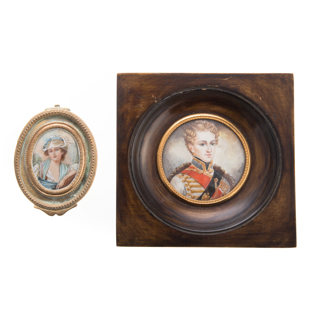 Appraisal: Two Continental School miniature portraits th century including portrait of