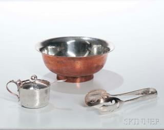 Appraisal: Dominick Haff Tongs and Mustard Pot and a Geblein Bowl