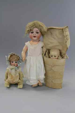 Appraisal: LOT OF THREE GERMAN BABY DOLLS Largest is K R