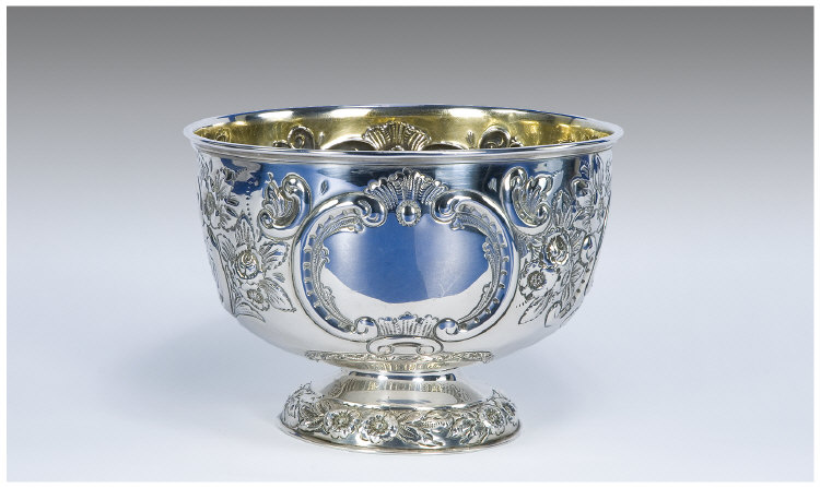 Appraisal: Late Victorian Silver Footed Bowl Embossed floral decoration Hallmark Sheffield