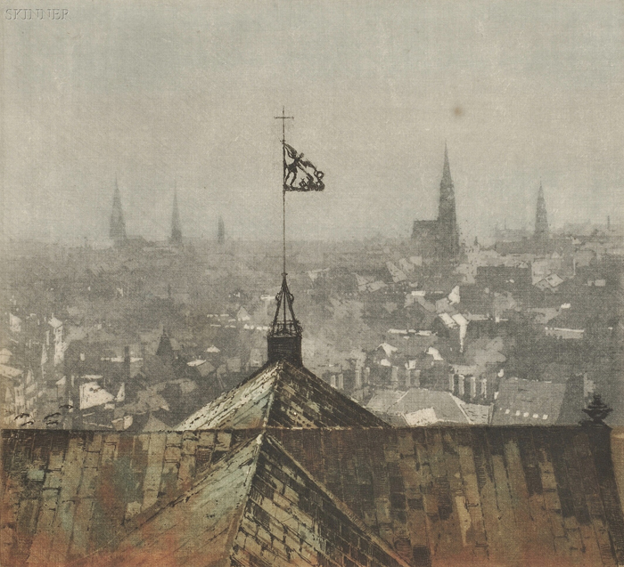 Appraisal: Luigi Kasimir Austrian - Rooftops in Winter Signed Luigi Kasimir