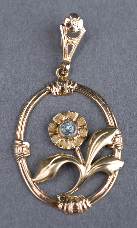 Appraisal: KT yellow gold pendant with London blue topaz Pendant is