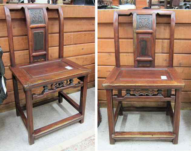 Appraisal: PAIR OF CHINESE JUMU SIDE CHAIRS hand crafted in the