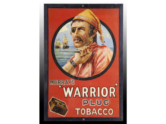 Appraisal: Warrior Plug Tobacco Cardboard Sign Description Circa s Framed under