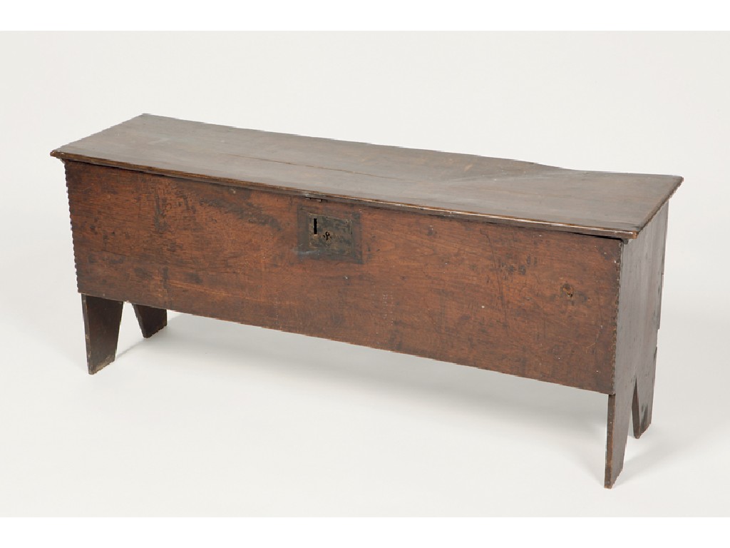 Appraisal: A CHARLES II STYLE OAK SIX PLANK SWORD COFFER with