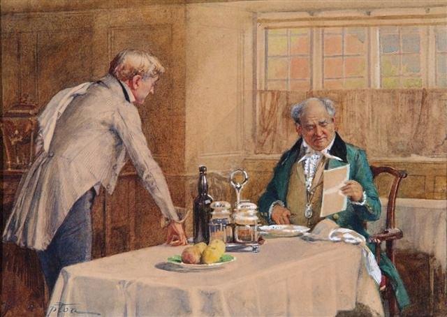 Appraisal: JAMES SHAW CROMPTON British - A gentleman at breakfast signed