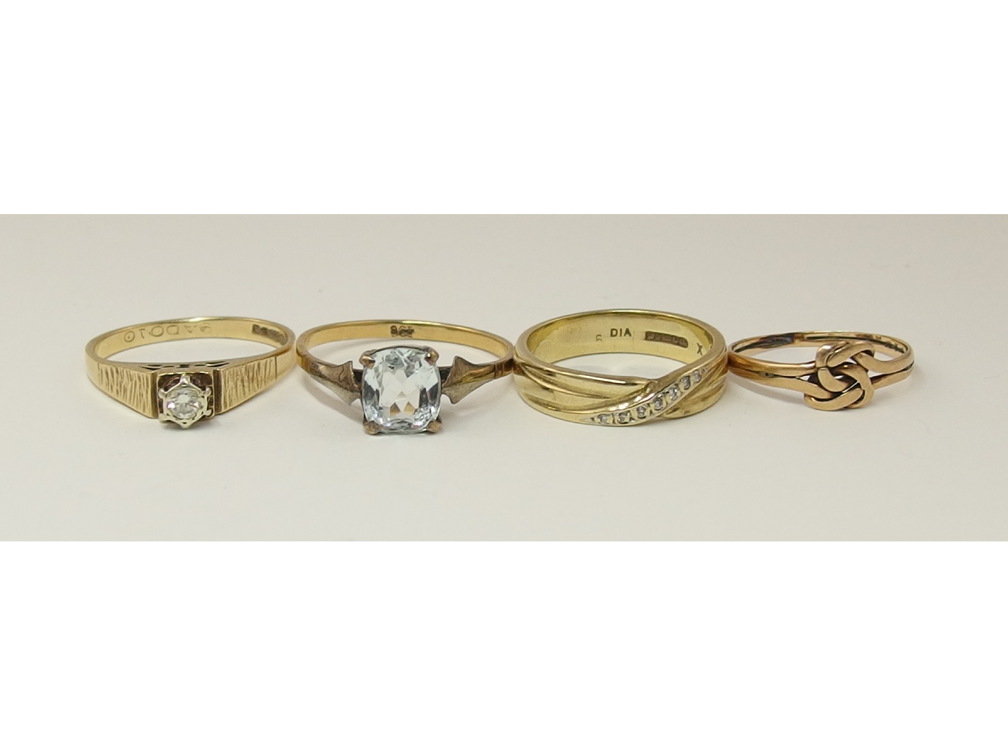 Appraisal: A ct diamond ring and three further ct and yellow