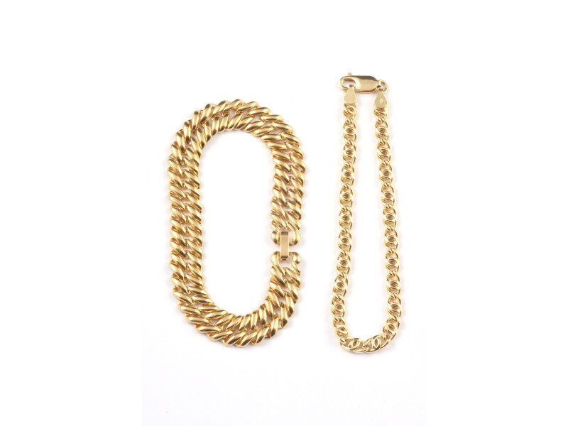 Appraisal: Two K Yellow Gold Link Bracelets one chain linked and