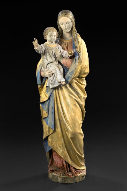 Appraisal: Life-Size Continental Carved Polychromed and Parcel-Gilt Wood Figure of The