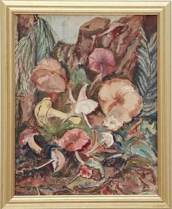 Appraisal: Minnie Mikell South Carolina b MUSHROOMS oil on canvasboard framed