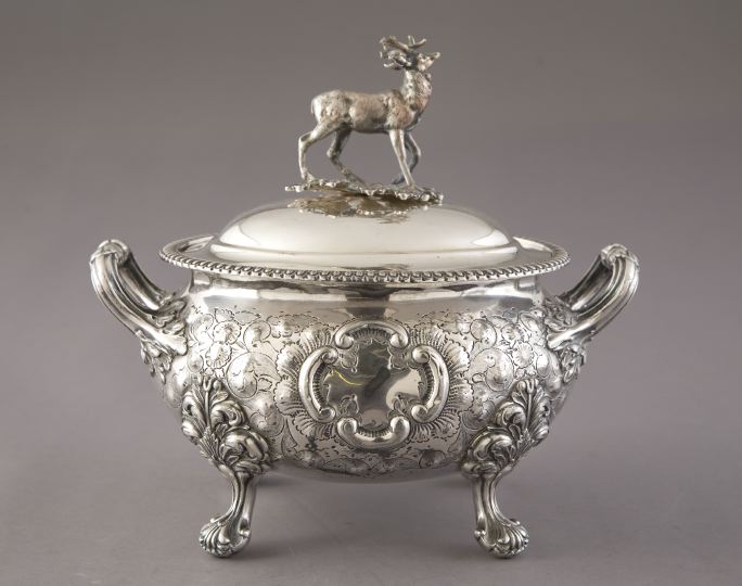 Appraisal: English Silverplate Soup Tureen third quarter th century of oval