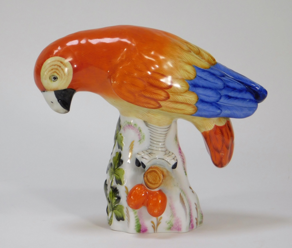 Appraisal: C HEREND HUNGARY PORCELAIN MODEL OF A PARROT Hungary Late