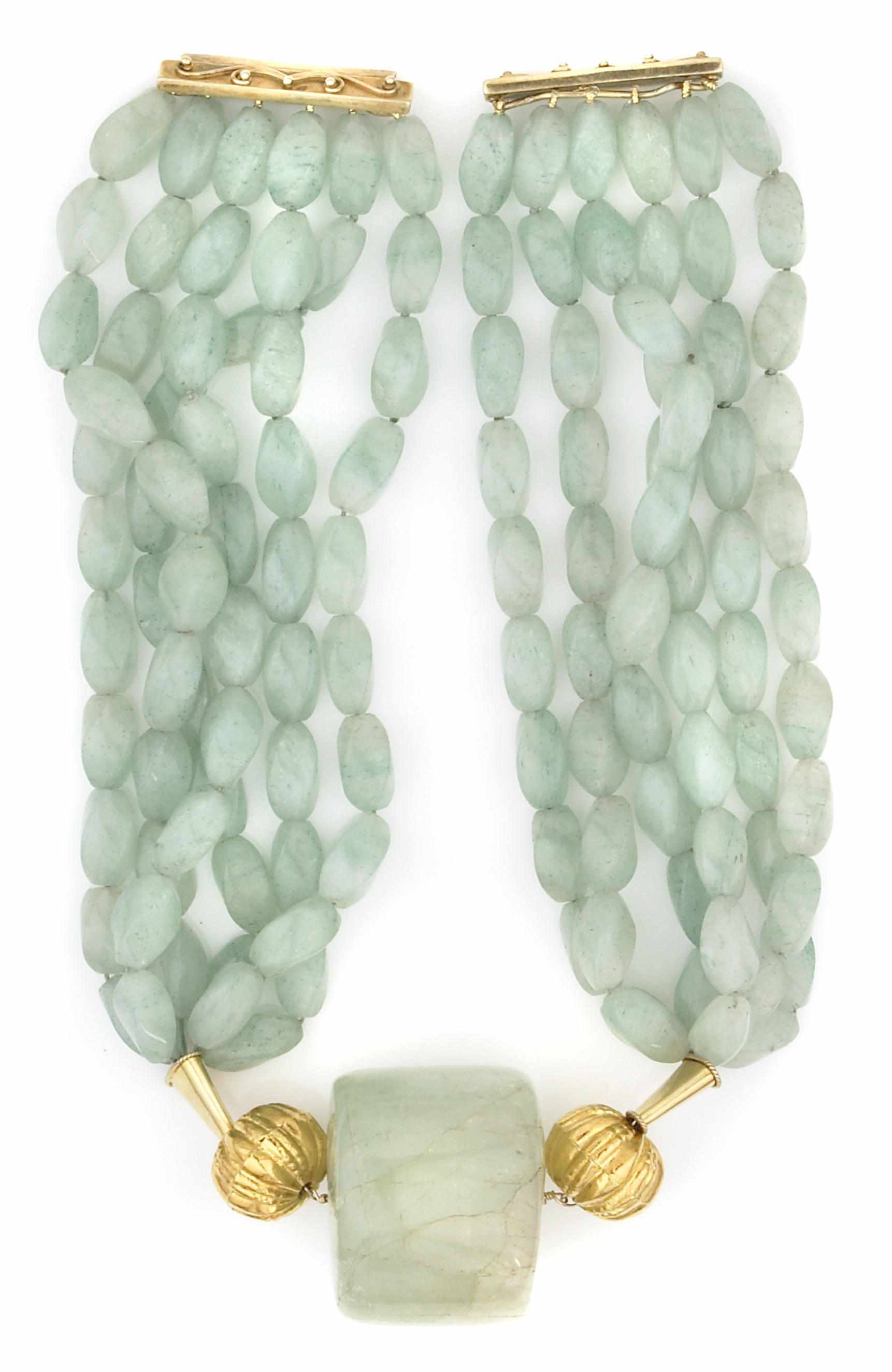 Appraisal: Tony Duquette American - sAn aventurine aquamarine and vermeil necklace