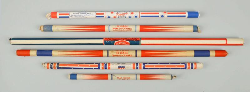 Appraisal: Lot Of s- s Roman Candles Includes United Fireworks ball