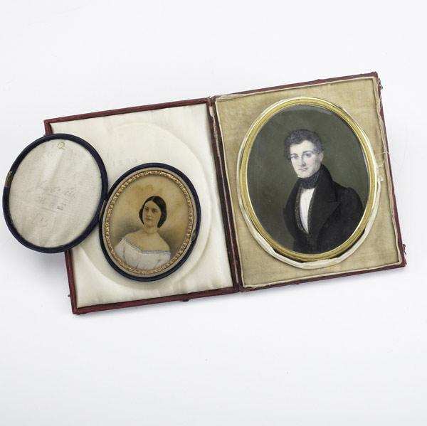 Appraisal: Two portrait miniatures ca Oval on ivory of Wm P