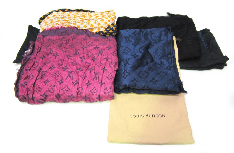 Appraisal: TWO LOUIS VUITTON SCARVES ONE WITH PINK MONOGRAM DESIGN TWO