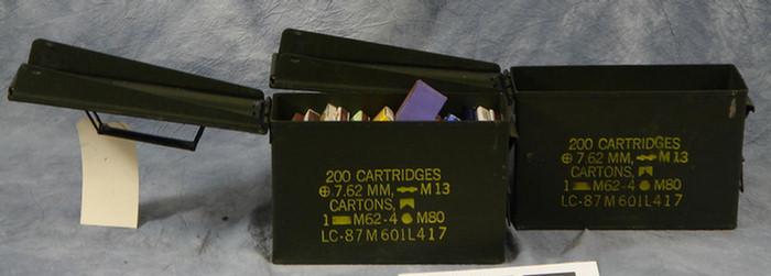 Appraisal: metal ammo cans filled with souvenier matches Estimate -