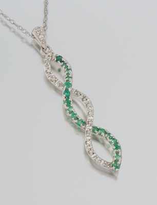 Appraisal: A Ladies' Diamond and Emerald Pendant on Chain k white