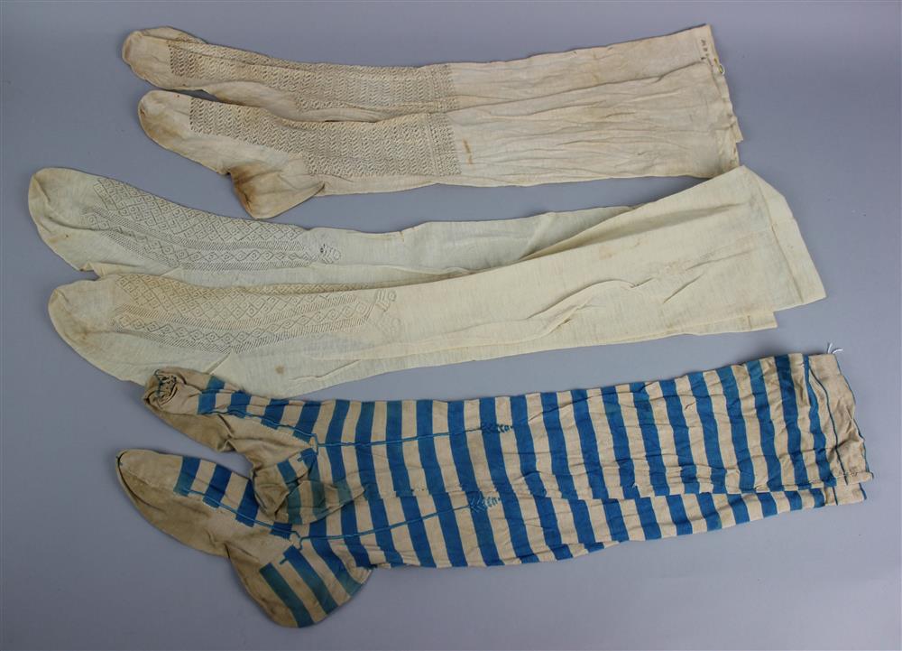 Appraisal: THREE PAIRS OF LATE TH CENTURY LADY'S KNIT STOCKINGS INCLUDING