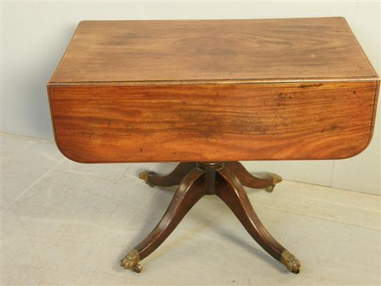 Appraisal: th century mahogany pembroke table with drawer on column support