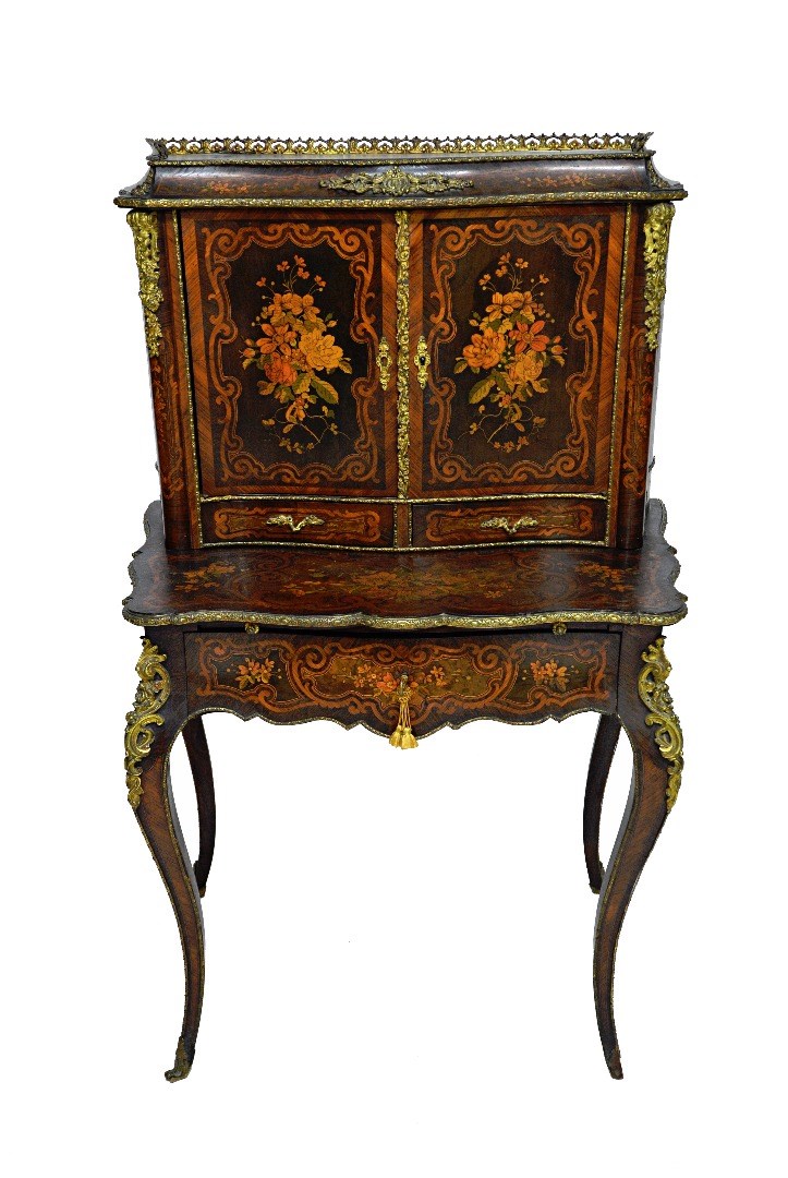 Appraisal: A Louis XV style gilt metal mounted marquetry inlaid bonheur