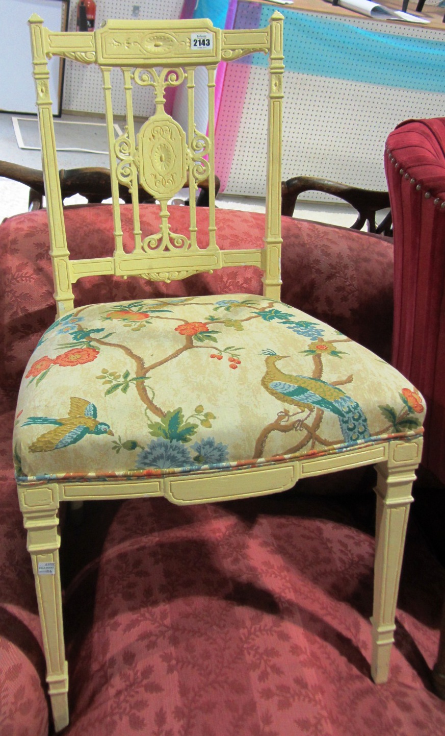 Appraisal: A pair of th century yellow painted side chairs with