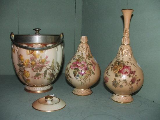 Appraisal: A GROUP OF ROYAL WORCESTER BLUSH IVORY WARE to include