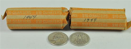 Appraisal: Two Rolls of Washington Quarters All silver Dates are and