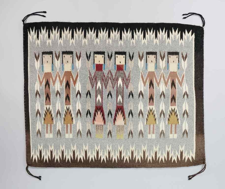 Appraisal: Navajo wool rug with Yei motif ' x ' Some