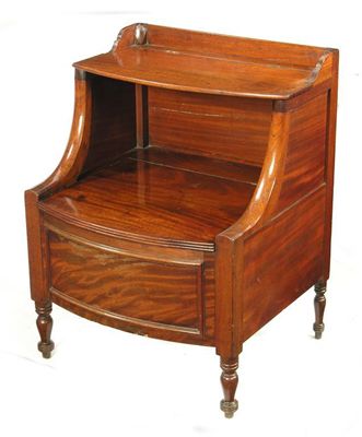 Appraisal: An early th century mahogany bowfront commode stool with hinged