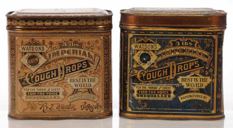 Appraisal: Lot of Early Cough Drop Tins Description Beautiful horizontal pair