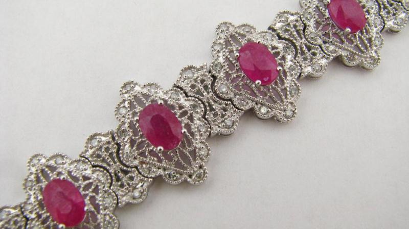 Appraisal: Filigree K White Gold Lady's Bracelet with approximately cts oval