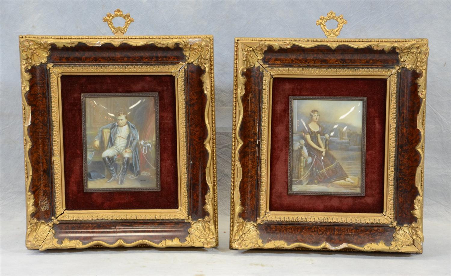 Appraisal: Duval th c Pr of Seated Napoleon and Josephine Portraits