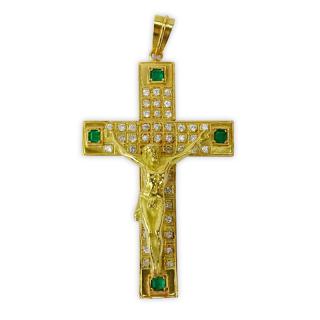 Appraisal: Vintage Heavy Karat Yellow Gold Cross Pendant accented with Round