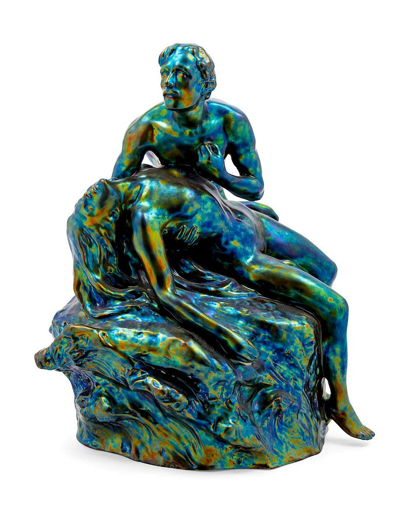 Appraisal: A Zsolnay Iridescent Figural Group A Zsolnay Iridescent Figural Group