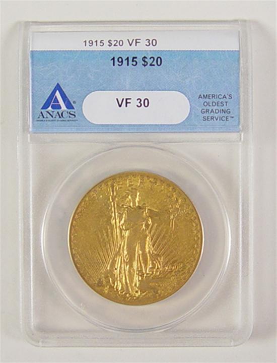 Appraisal: St Gaudens Gold Coin Anacs graded and certified VF