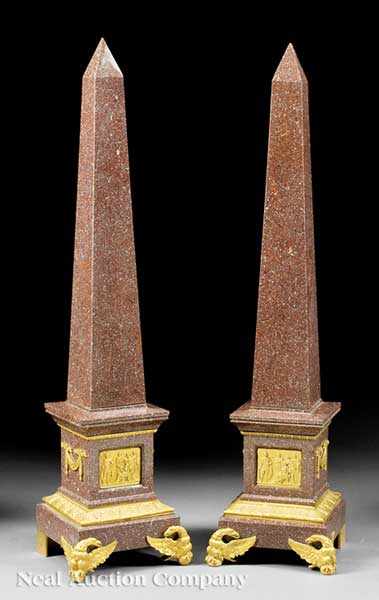 Appraisal: A Pair of Large French Bronze Dor Mounted Rouge Marble