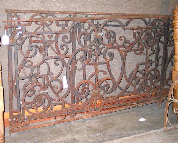 Appraisal: Two sections of black painted wrought iron fencing