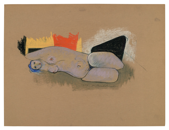 Appraisal: HANS BURKHARDT Reclining Female Nude Color pastels on light brown