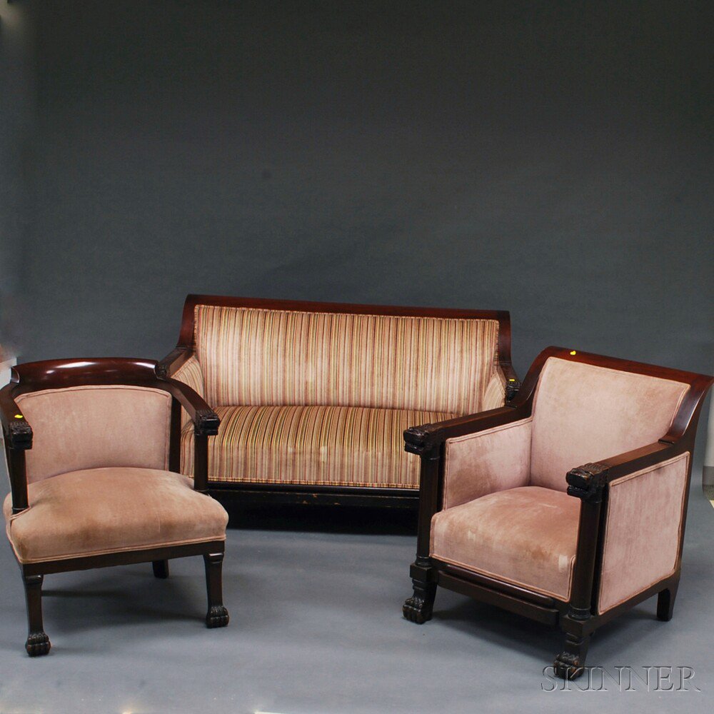 Appraisal: Three-piece Regency-style Mahogany Parlor Suite a club chair and sofa