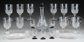 Appraisal: -PIECE DAUM NANCY LIQUOR SET CUT GLASS GOBLETS CUT GLASS